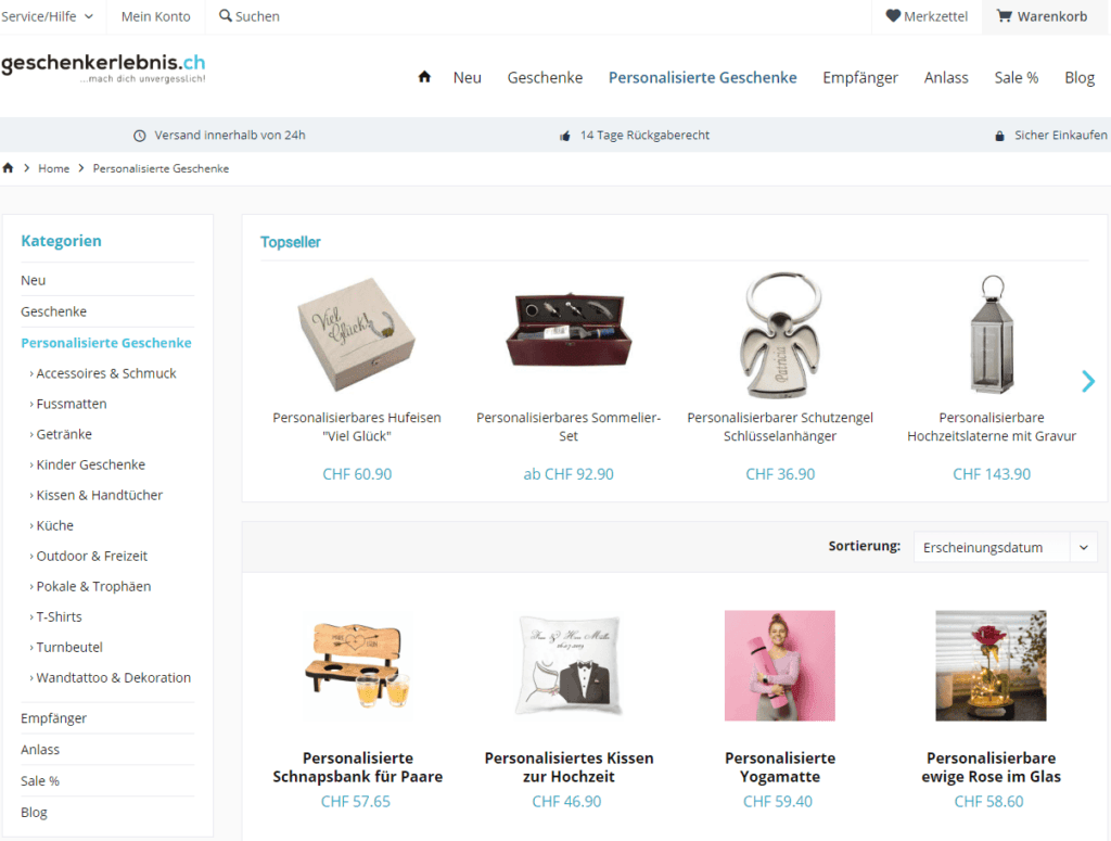 Produktauswahl im Onlineshop