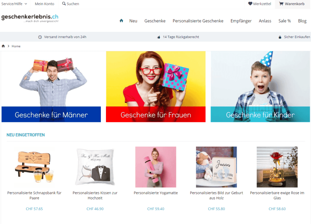 Klare Kategorien und visuelle Nutzerführung