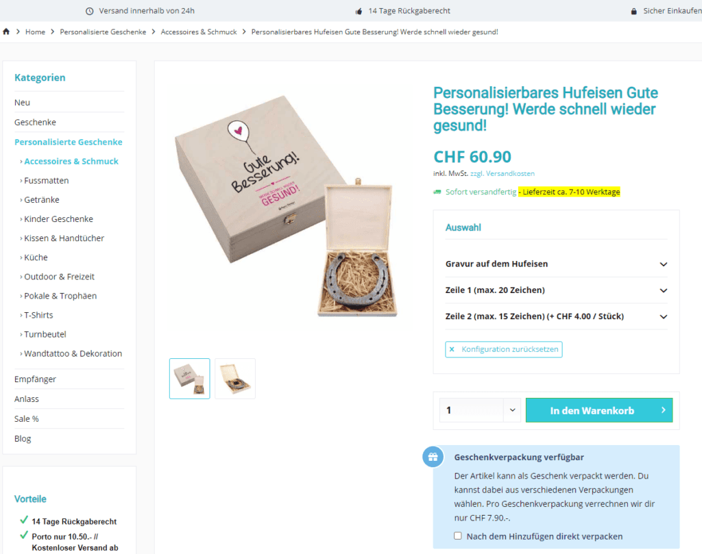 Strukturierte Produktbeschreibung